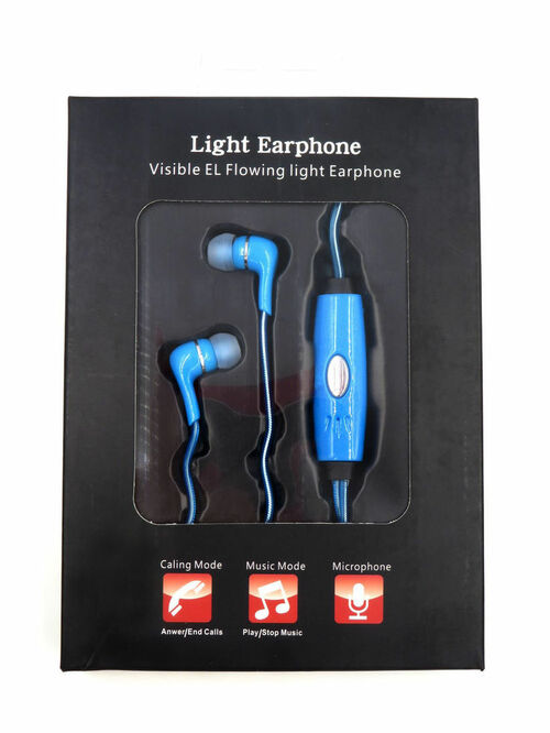 Наушники NB MP3 LED вакуумные, проводные, Jack 3.5, синий + LED подсветка XXX