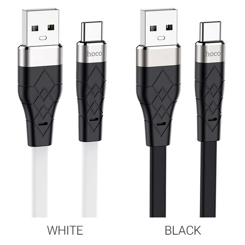 Кабель USB - 8 pin Lightning HOCO X53 пищевой силикон черный плоский 2.4A 1 м.