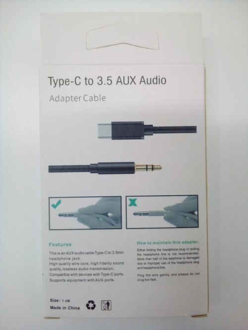 Переходник Type-C - Jack 3.5(п) No brand GL090 В черный 1 м. - 2