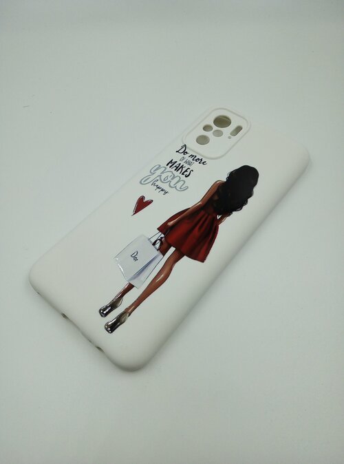 Накладка Xiaomi Redmi 10A/9C/Poco C31 белый с защитой камеры силикон Девушки Девушка с сумкой Dio