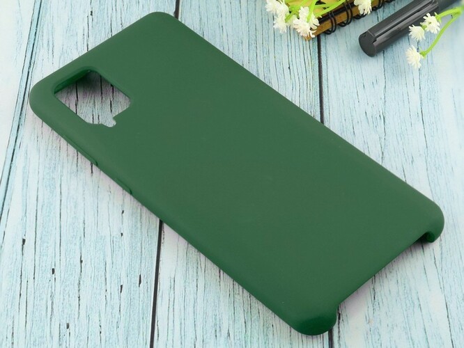 Накладка Samsung A12/M12 темно-зеленый Silicone Case без лого