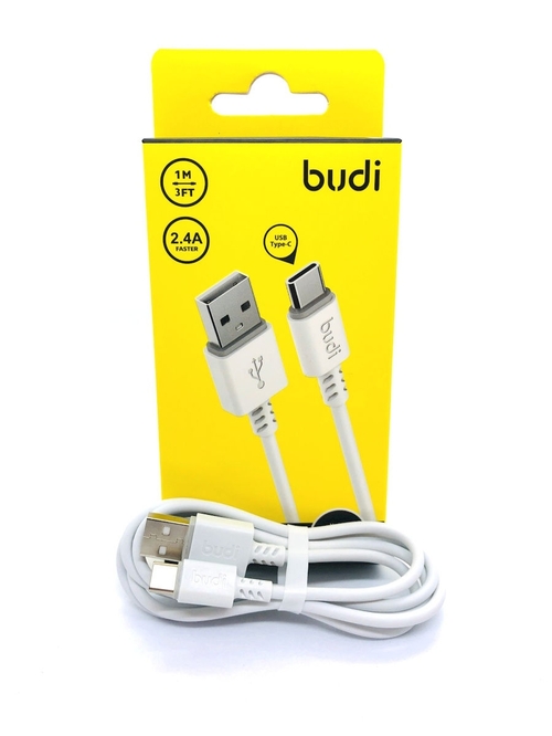Кабель USB - Type-C Budi силикон круглый 2.4A 1 м. QC м.