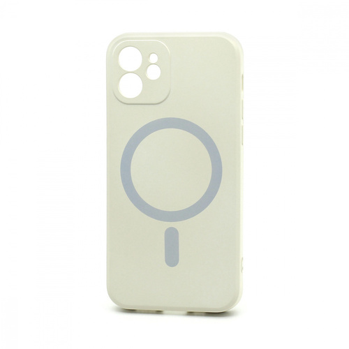 Накладка Apple iPhone 12 белый Soft Touch силикон SafeMag с защитой камеры
