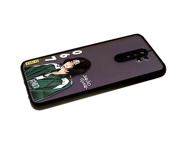 Накладка Xiaomi Redmi 10A/9C/Poco C31 полупрозрачный бампер черный силикон+пластик Сериалы Игра в кальмара персонаж 067