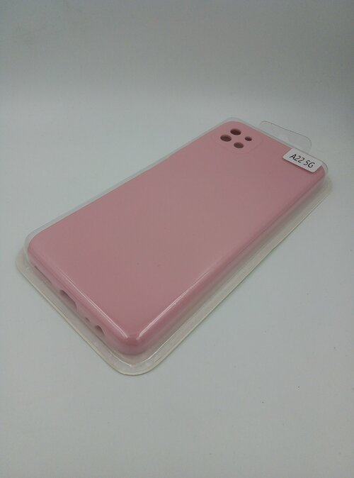 Накладка Samsung A22s розовый с защитой камеры Silicone Case Full без лого - 2