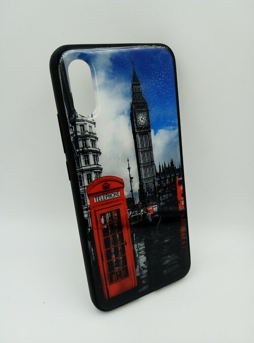 Накладка Apple iPhone 12 черно-синий с защитой камеры Под стекло Города Лондон - 2