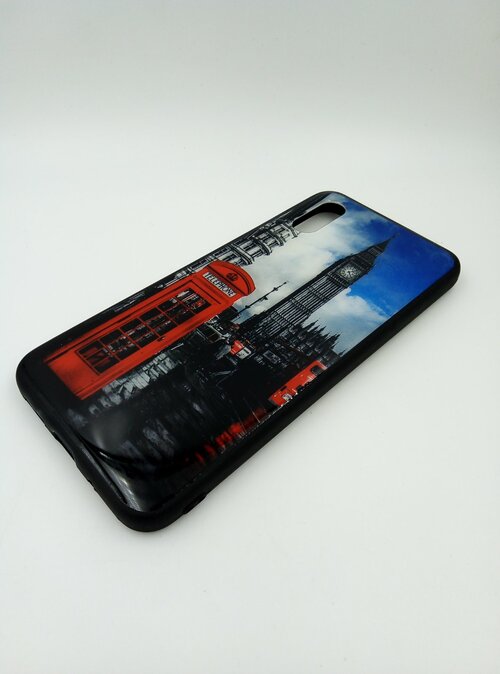Накладка Apple iPhone 12 черно-синий с защитой камеры Под стекло Города Лондон