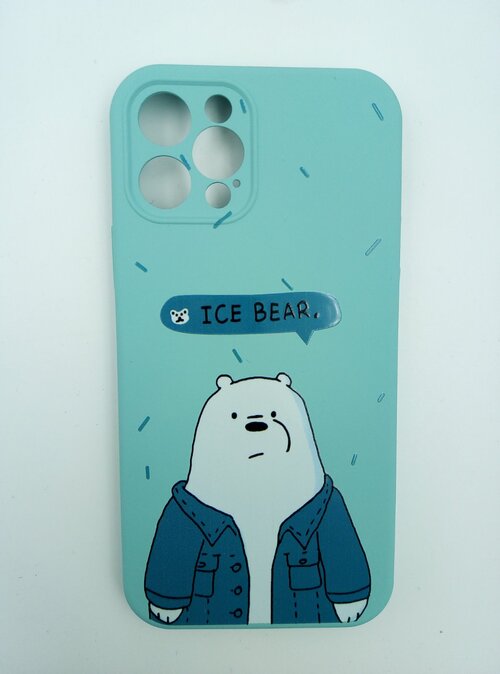 Накладка Apple iPhone 12 Pro бирюзовый Soft Touch с защитой камеры силикон Животные Медведь белый мишка - 3