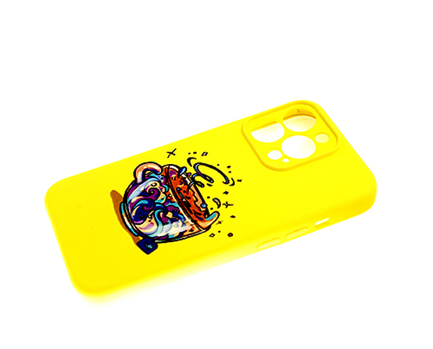Накладка Apple iPhone X/Xs желтый Soft Touch с защитой камеры силикон Рисунки Чашка
