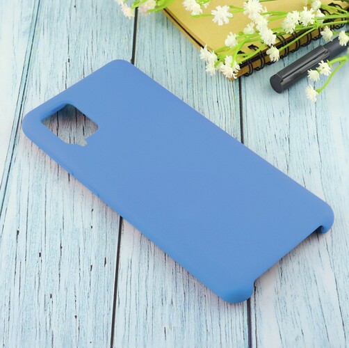 Накладка Samsung A12/M12 голубой Silicone Case без лого