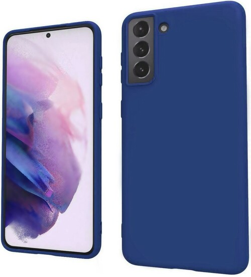 Накладка Samsung S21 FE синий Silicone Case без лого