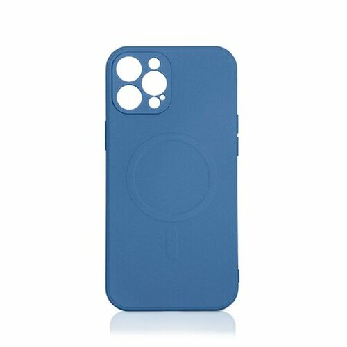 Накладка Apple iPhone 12 Pro Max синий с защитой камеры силикон DF SafeMag - 2
