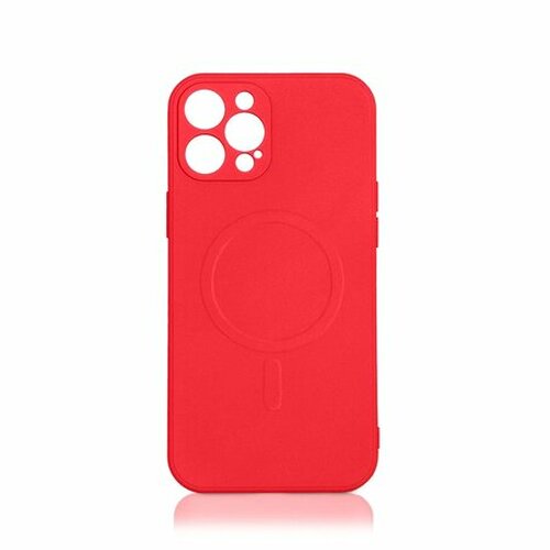 Накладка Apple iPhone 12 Pro Max красный с защитой камеры силикон DF SafeMag - 2