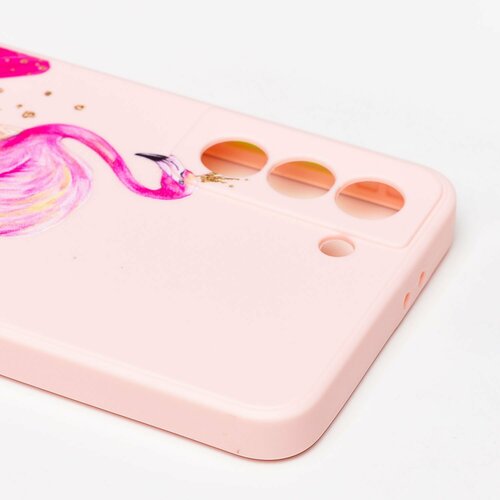 Накладка Samsung S21/S30 светло-розовый с защитой камеры силикон Животные Фламинго - 4