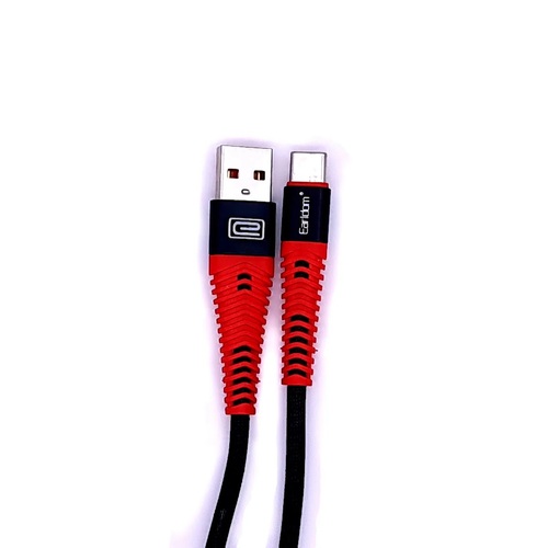 Кабель USB - Type-C Earldom EC-060 текстиль черно-красный круглый 1 м. - 2