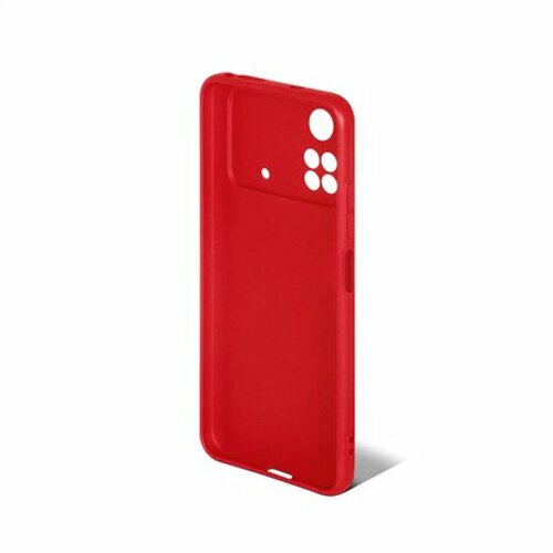 Накладка Xiaomi Poco M4 Pro 4G красный матовый силикон DF Однотонный - 2