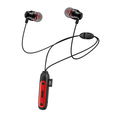 Наушники Kadum K09 вакуумные, Bluetooth, микрофон, слот TF, черно-красный