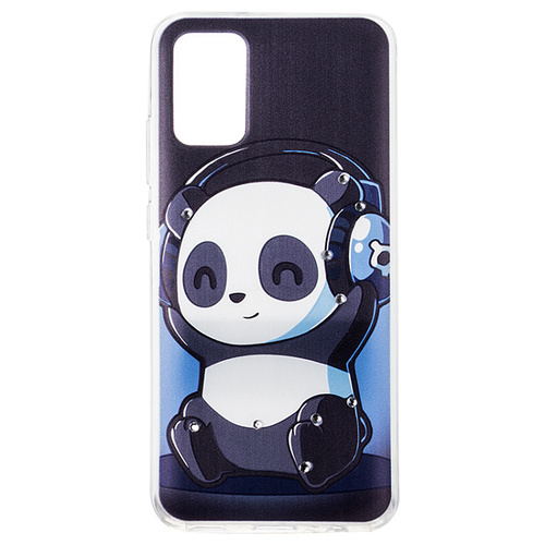 Накладка Xiaomi Redmi Note 10/10S/Poco M5S черный силикон Phopart Животные Панда со стразами
