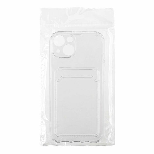 Накладка Apple iPhone 13 прозрачный с визитницей и защитой камеры силикон С кардхолдером - 3
