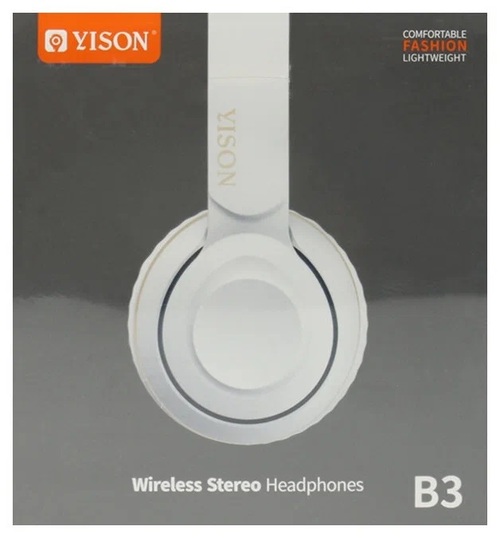 Наушники YISON B3 накладные, Bluetooth, микрофон, белый - 2