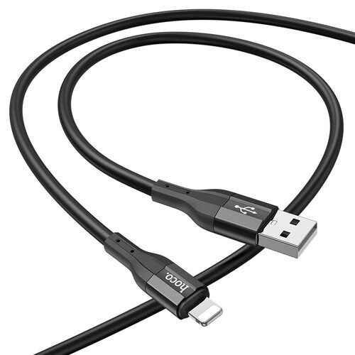 Кабель USB - 8 pin Lightning HOCO X72 пищевой силикон черный круглый 2.4A 1 м.