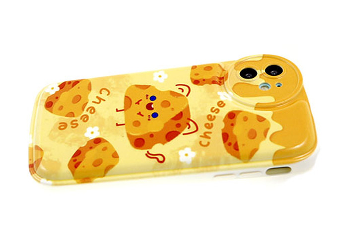 Накладка Apple iPhone 12 Pro Max желтый объемный с защитой камеры силикон Еда Сыр Cheese Smile