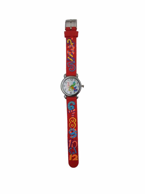 Наручные часы детские кварцевые Принт Цифры красный силиконовый ремешок