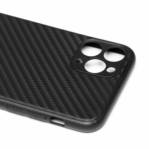 Накладка Apple iPhone 11 Pro черный с защитой камеры силикон Карбон - 4