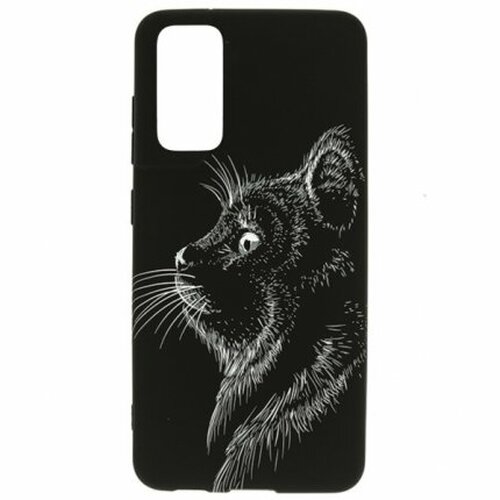 Накладка Xiaomi Redmi 9A черный фосфорный силикон Helsen Животные Коты/Кошки Кот в профиль