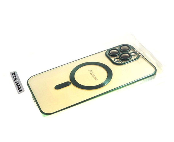 Накладка Apple iPhone 14 Plus прозрачный бампер зеленый силикон Monarch SafeMag Shiny series