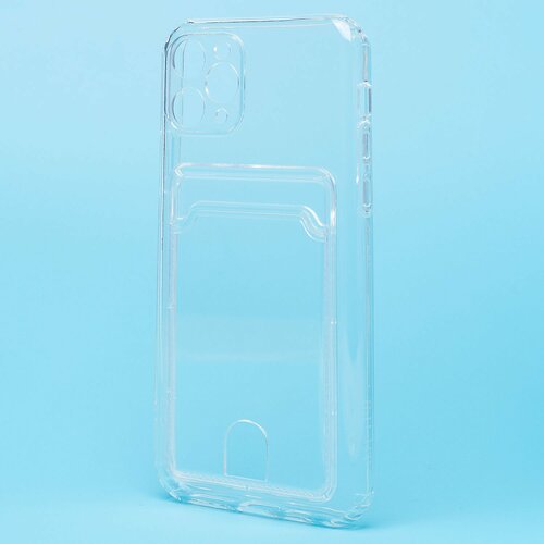 Накладка Apple iPhone 11 Pro прозрачный с визитницей и защитой камеры силикон С кардхолдером - 2