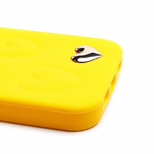 Накладка Apple iPhone 11 желтый силикон Love серия Сердечки - 5