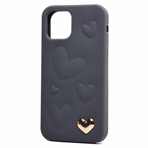 Накладка Apple iPhone 13 серый силикон Love серия Сердечки - 2