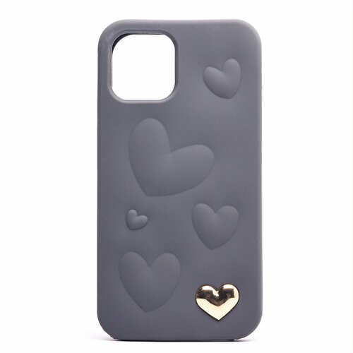 Накладка Apple iPhone 13 серый силикон Love серия Сердечки