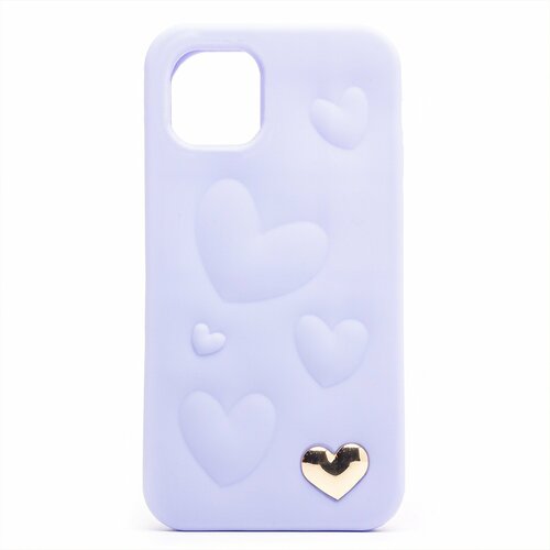 Накладка Apple iPhone 14 Pro Max сиреневый силикон Love серия Сердечки